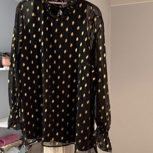 Lane Bryant Black Blouse with Gold Accents